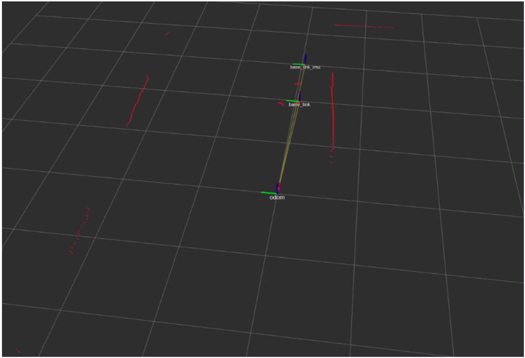 RViz comparison view showing IMU-assisted scan matching and frame alignment