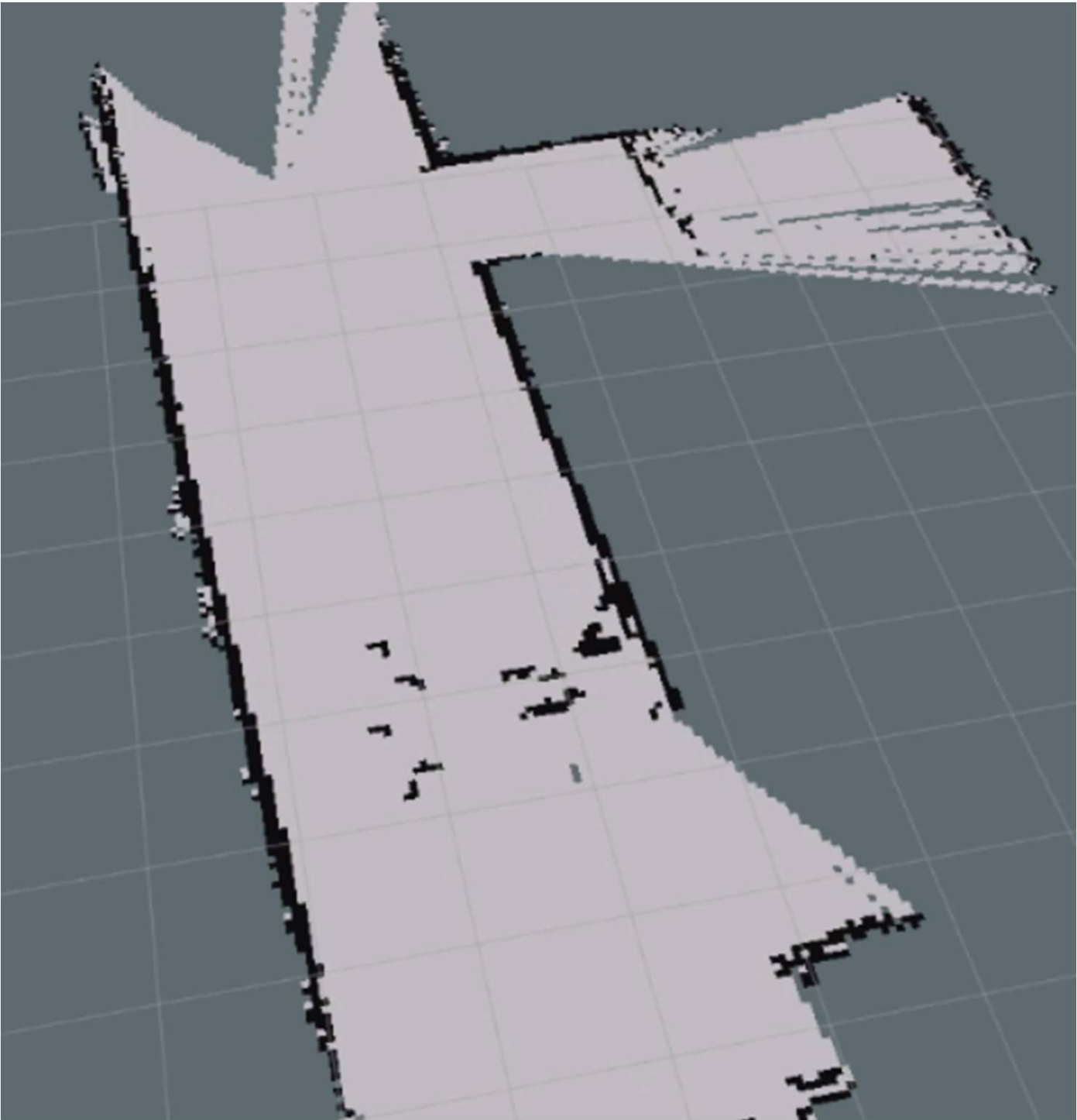 Turnaround SLAM map showing accumulated deformation without explicit loop closure