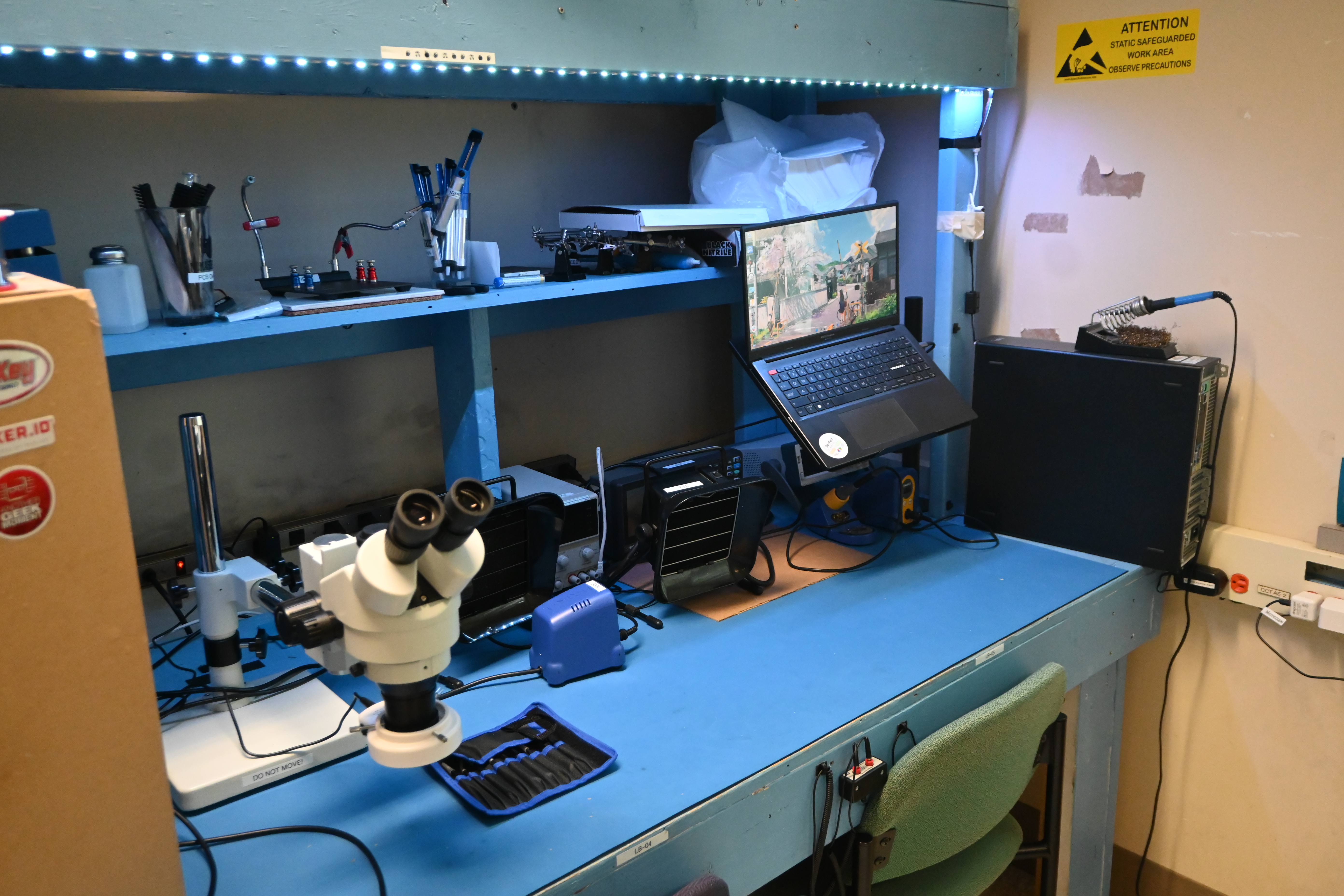 Sandmaze electronics workspace during prototype assembly