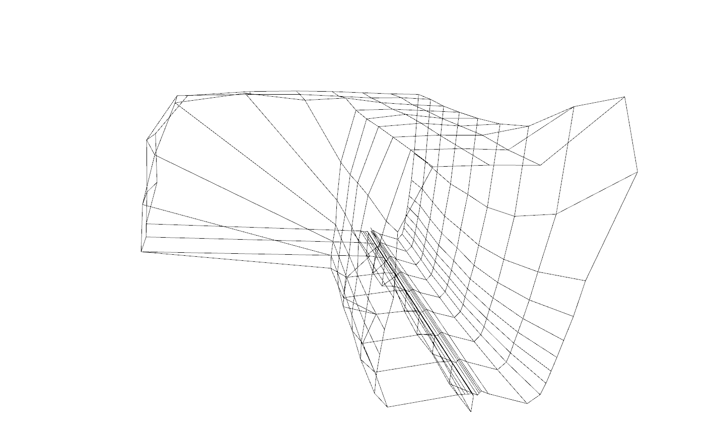 Wireframe model generated from connected scan slices